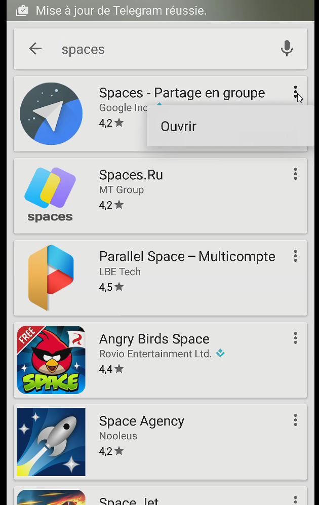 Spaces, Play Store