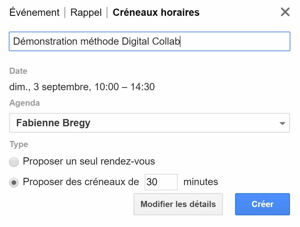 Gérer la prise de vos rendez-vous avec la fonction créneaux horaires de Google Agenda 